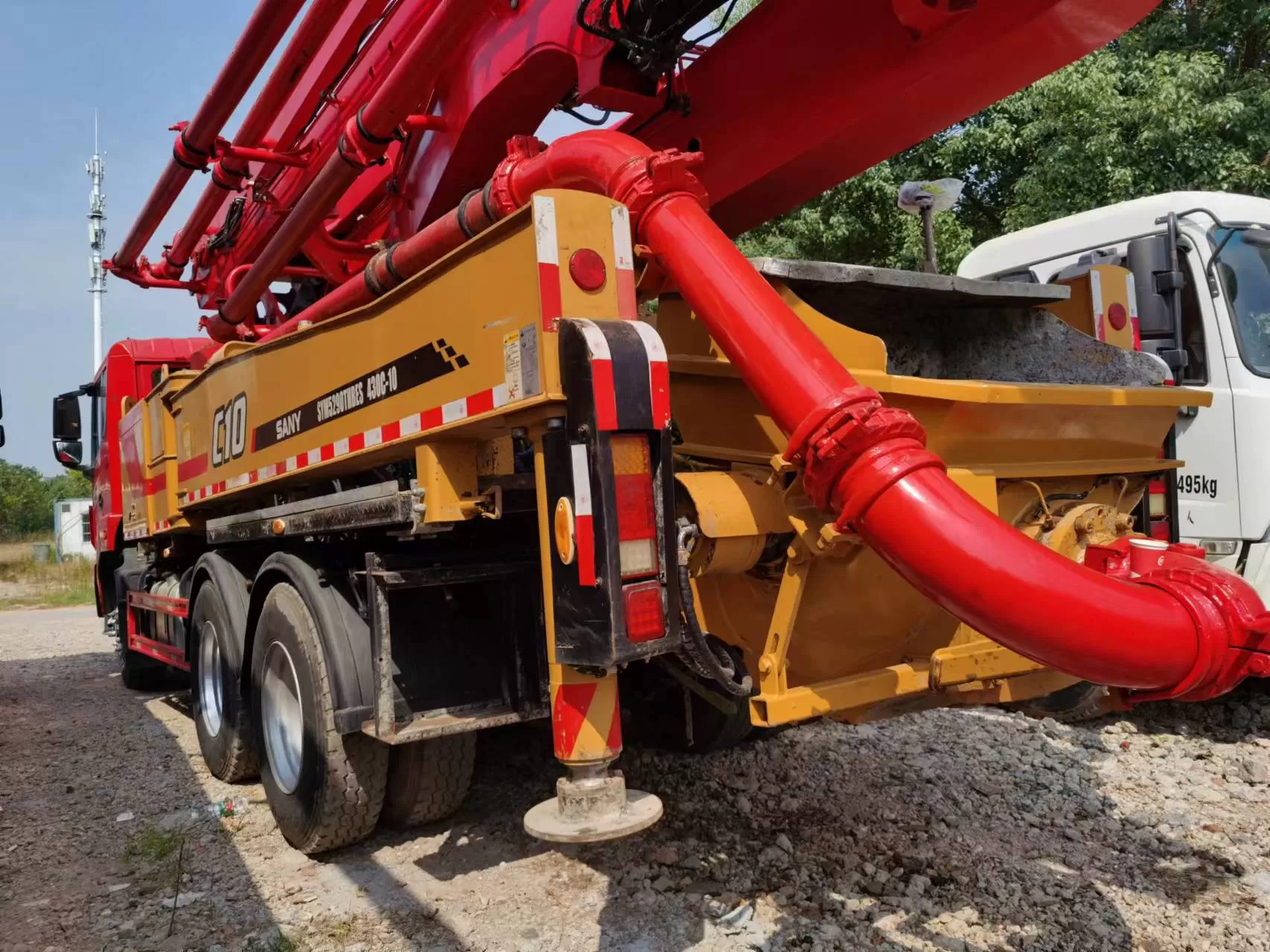 2020 sany op vrachtwagen gemonteerde betonpompwagen, 43 meter giekpomp op sany-chassis